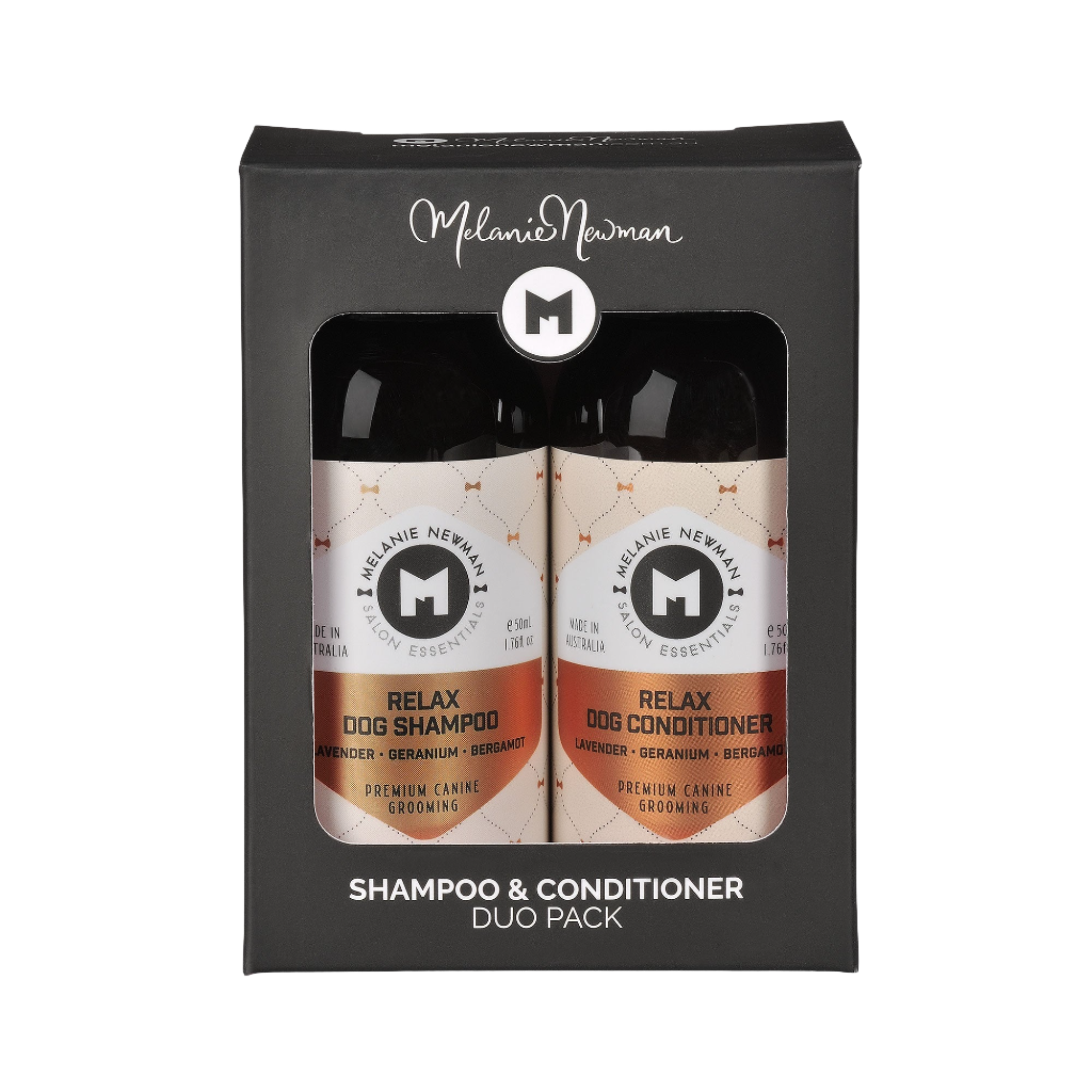 Relax Shampoo & Conditioner 50ml Duo Pack by Melanie Newman professional dog grooming tool Southlake Paws