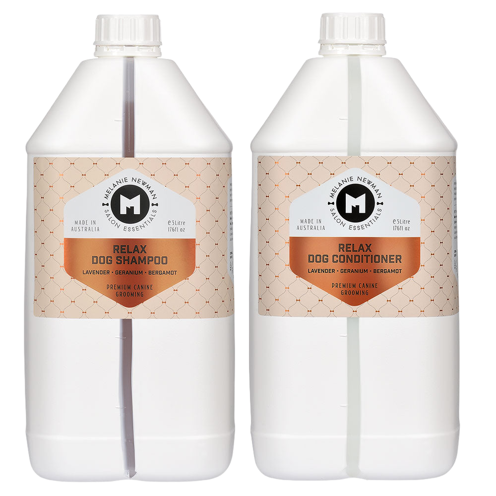 Relax Shampoo and Conditioner 5L by Melanie Newman professional dog grooming tool Southlake Paws