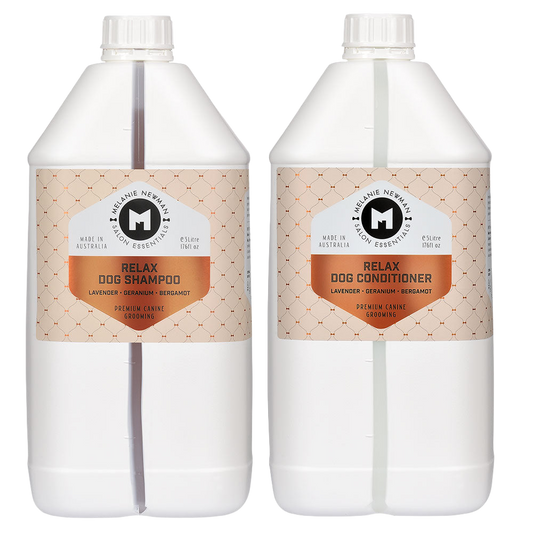 Relax Shampoo and Conditioner 5L by Melanie Newman professional dog grooming tool Southlake Paws