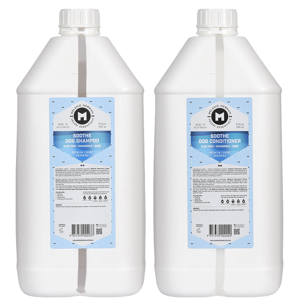 Soothe Shampoo and Conditioner 5L by Melanie Newman professional dog grooming tool Southlake Paws