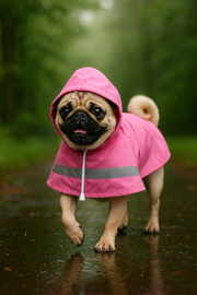 Parisian Pet 'Pink Raincoat' for Dogs & Cats, Waterproof Dog Raincoat, Designer Pet Coat, Pink