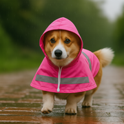 Parisian Pet 'Pink Raincoat' for Dogs & Cats, Waterproof Dog Raincoat, Designer Pet Coat, Pink
