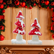 Kurt Adler 4.6-6.6 Inch Merry Little Mushroom Trees 2-Piece Set
