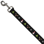 Dog Leash - Christmas Blocks Black/White/Multi Color