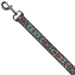 Dog Leash - Totem Carvings Black/White/Orange/Turquoise