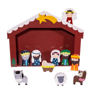 Kurt Adler 2-3-Inch Wooden Children's Nativity Set with Stable and 10 Figures