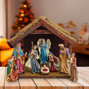 Kurt Adler 6.25-Inch Nativity Set with 11-Inch Stable, 8 Piece Set