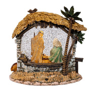 Kurt Adler 8-Inch Battery-Operated USB Lighted Nativity Scene with Spinning Glitter Water Globe
