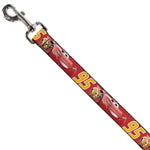 Dog Leash - Cars Lightning McQueen Smiling Pose/95 Reds/White/Orange