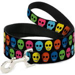 Dog Leash - Skulls Black/Multi Color
