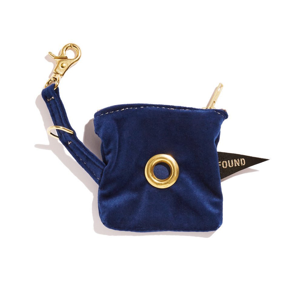 Poop Bag Pouches Premium Navy Velvet Poop Bag Pouch