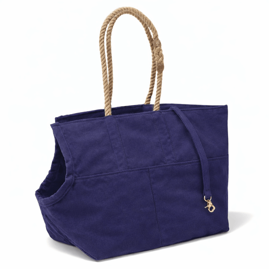 Dog Totes Premium Navy Waxed Cotton Canvas Dog Carrier