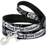 Dog Leash - Death Before Dishonor Black/White
