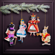 Kurt Adler 5-5.5-Inch Noble Gems Alice in Wonderland 4-Piece Ornament Set