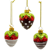 Kurt Adler 2.36-Inch Noble Gems Glass Chocolate Strawberry Ornaments, 6-Piece Box