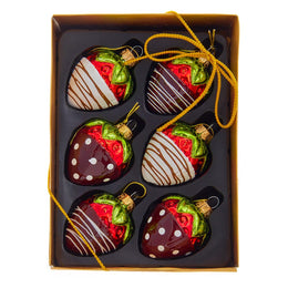 Kurt Adler 2.36-Inch Noble Gems Glass Chocolate Strawberry Ornaments, 6-Piece Box