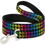 Dog Leash - Houndstooth Black/Rainbow