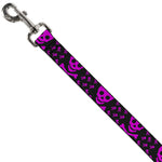 Dog Leash - Skull w/Babies Black/Fuchsia