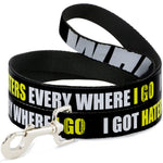 Dog Leash - I GOT HATERS EVERYWHERE Black/White/Yellow