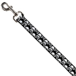 Dog Leash - Skull & Cross Bones Staggered Black/White