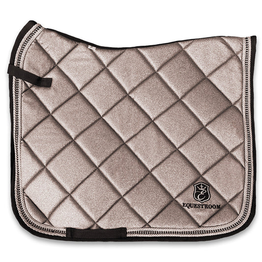 Nutmeg Saddle Pad by Southlake Paws features a quilted design in a warm nutmeg color with contrasting black trim and logo.
