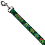 Dog Leash - Classic TEENAGE MUTANT NINJA TURTLES Turtle Faces Black/Green Turtle Shell