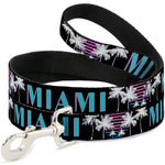 Dog Leash - MIAMI/Palm Trees Black/White/Pink//Teal