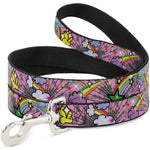 Dog Leash - Rainbow Cloud Stars Pink