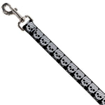 Dog Leash - Checker & Stripe Skulls Black/White/Gray