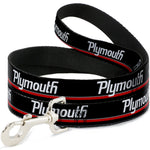 Dog Leash - PLYMOUTH Text/Stripe Black/White/Gray/Red