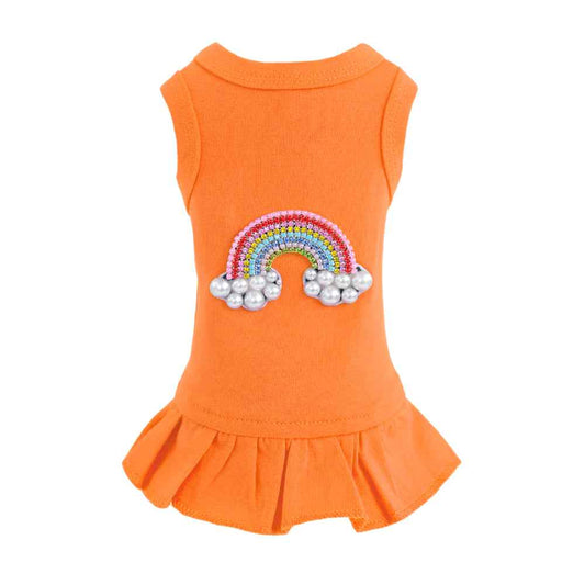Hello Doggie Rainbow Dog Cotton Crystal Dress