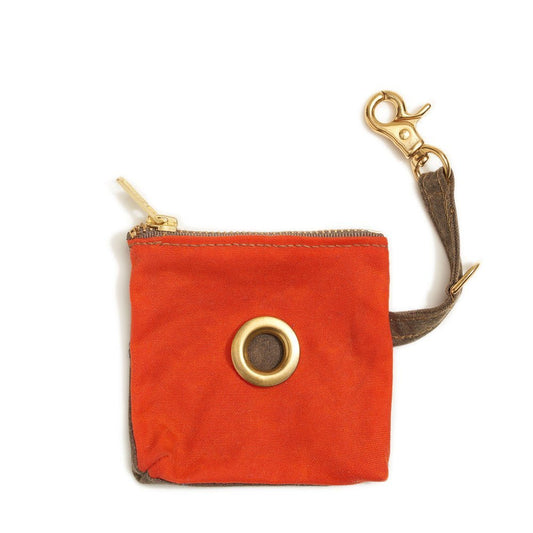 Poop Bag Pouches Premium Orange Waxed Cotton Canvas Poop Bag Dispenser