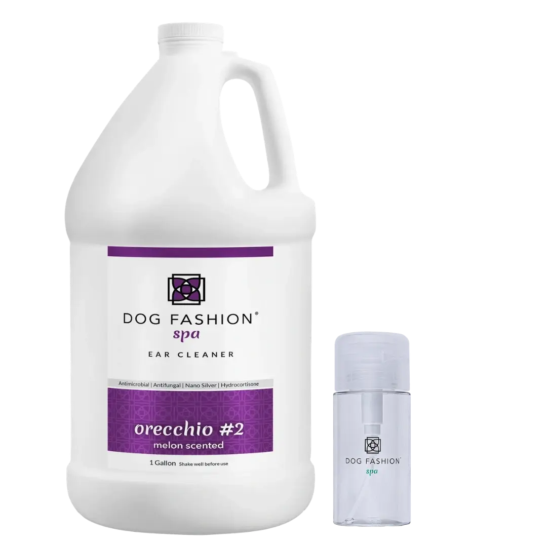Orecchio #2 Melon Scented Ear Cleaner Gallon With Free Ear Cleaner Bottle by Dog Fashion Spa