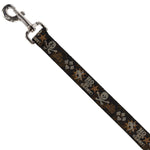 Dog Leash - Western NO GUTS NO GLORY Skull and Crossbones Browns/Gray