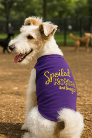 Parisian Pet 'Spoiled Rotten' Dog Shirt – Funny Embroidered T-Shirt for Dogs & Cats, Purple