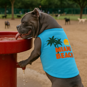 Parisian Pet 'Miami Beach' Dog & Cat Shirt – Funny Embroidered Vacation Dog T-Shirt, Stylish & Comfortable – Light Blue