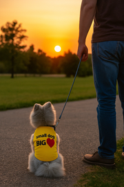 Parisian Pet 'Big Heart' Slogan Dog Shirt – Soft and Breathable Pet Apparel for Small Dogs & Cats, Yellow-Valentine's Day