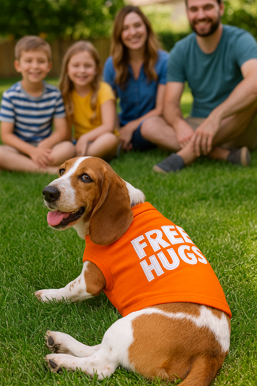 Parisian Pet 'Free Hugs' Embroidered Dog T-Shirt – Trendy Casual Outfit for Small Dogs & Cats, Orange - Valentine's Day