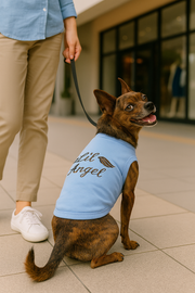 Parisian Pet 'Lil Angel' Dog & Cat T-Shirt – Comfortable & Lightweight Embroidered Novelty Pet Shirt – Light Blue