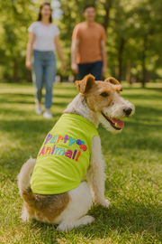 Parisian Pet 'Party Animal' Dog & Cat Shirt – Stylish Cotton T-Shirt, Embroidered Design, Machine Washable Pet Clothing – Light Green