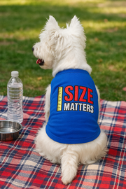 Parisian Pet 'Size Matters' Dog & Cat Shirt – Humorous Cotton T-Shirt, Stylish & Machine Washable Pet Clothing – Navy Blue