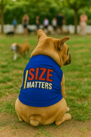 Parisian Pet 'Size Matters' Dog & Cat Shirt – Humorous Cotton T-Shirt, Stylish & Machine Washable Pet Clothing – Navy Blue