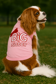 Parisian Pet 'Big Sister' Trendy Dog Apparel – Breathable Embroidered Pet Wear for Dogs & Cats, Pink