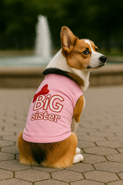 Parisian Pet 'Big Sister' Trendy Dog Apparel – Breathable Embroidered Pet Wear for Dogs & Cats, Pink