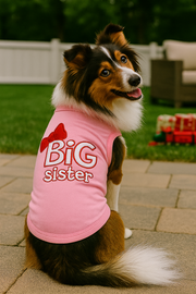 Parisian Pet 'Big Sister' Trendy Dog Apparel – Breathable Embroidered Pet Wear for Dogs & Cats, Pink