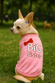 Parisian Pet 'Big Sister' Trendy Dog Apparel – Breathable Embroidered Pet Wear for Dogs & Cats, Pink