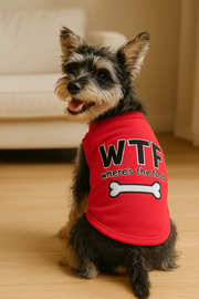 Parisian Pet 'WTF' Pet Shirt - Funny Dog & Cat Shirt, Red