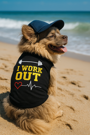 Parisian Pet 'I Work Out' Trendy Dog Apparel – Playful Slogan Dog Shirt for Dogs & Cats, Black
