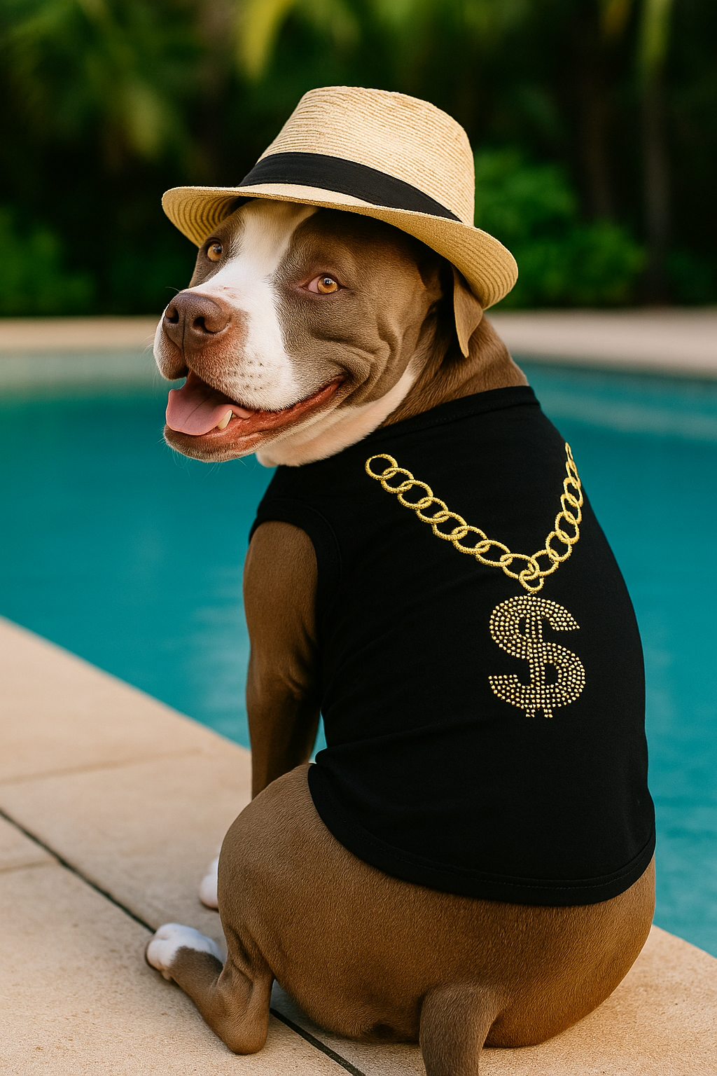 Parisian Pet 'Bling $' Dog Shirt – Sparkly Embroidered Pet T-Shirt for Dogs & Cats, Black