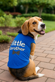 Parisian Pet 'Little Brother' Dog Shirt - Dog Sibling Shirt for Dogs & Cats, Blue